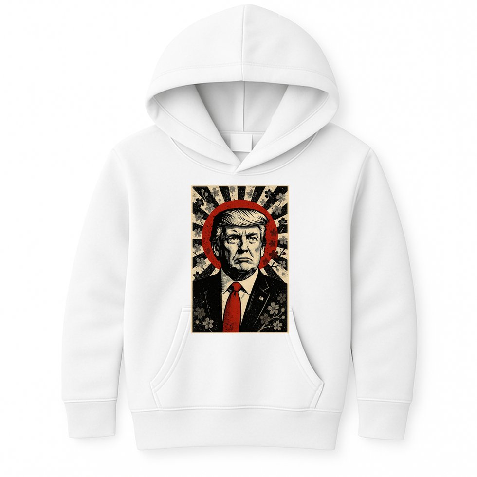Donald Trump Rising Sun Power Cherry Blossom Propaganda Kids Hoodie