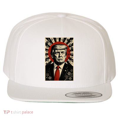 Donald Trump Rising Sun Power Cherry Blossom Propaganda Wool Snapback Cap