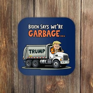 Donald Trump Rides In Garbage Truck Gift Coaster