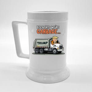 Donald Trump Rides In Garbage Truck Gift Beer Stein