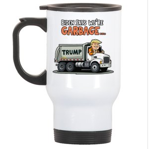 Donald Trump Rides In Garbage Truck Gift Stainless Steel Travel Mug