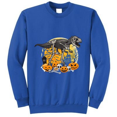 Dinosaur T Rex Skeleton Pumpkin Halloween Vibe Costume Gift Sweatshirt