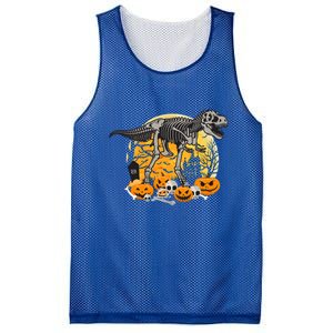 Dinosaur T Rex Skeleton Pumpkin Halloween Vibe Costume Gift Mesh Reversible Basketball Jersey Tank