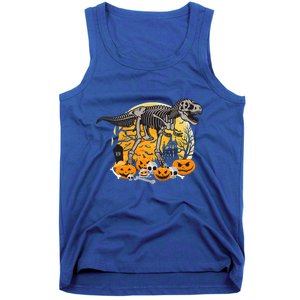 Dinosaur T Rex Skeleton Pumpkin Halloween Vibe Costume Gift Tank Top