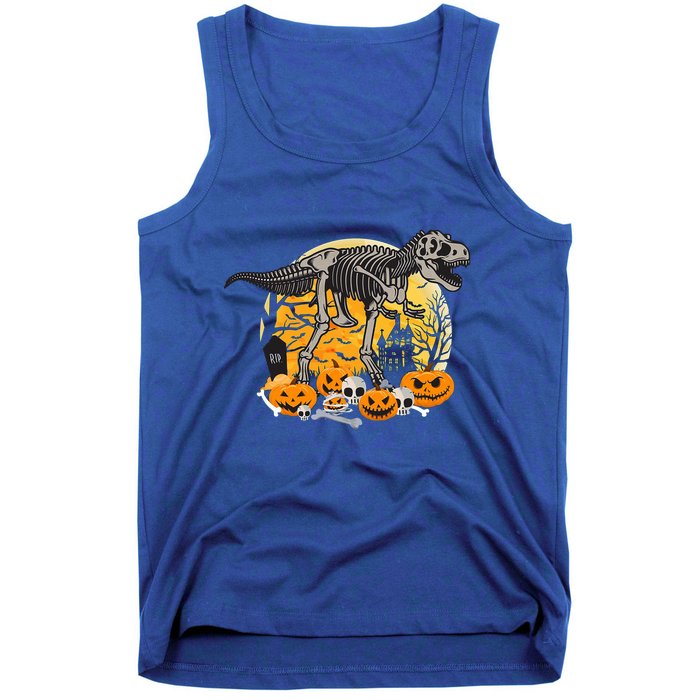 Dinosaur T Rex Skeleton Pumpkin Halloween Vibe Costume Gift Tank Top