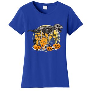 Dinosaur T Rex Skeleton Pumpkin Halloween Vibe Costume Gift Women's T-Shirt