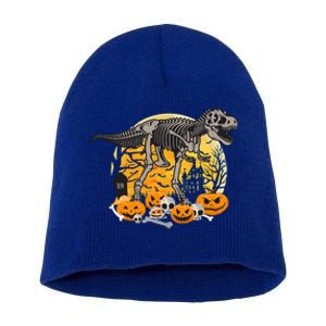 Dinosaur T Rex Skeleton Pumpkin Halloween Vibe Costume Gift Short Acrylic Beanie