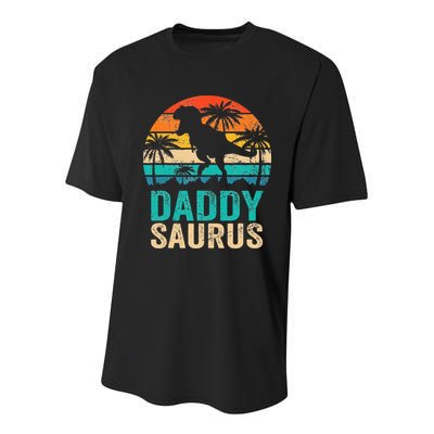 Daddysaurus T Rex Dinosaur Daddy Saurus Matching Family Youth Performance Sprint T-Shirt