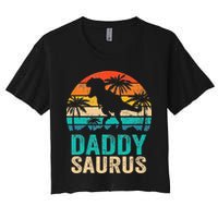 Daddysaurus T Rex Dinosaur Daddy Saurus Matching Family Women's Crop Top Tee