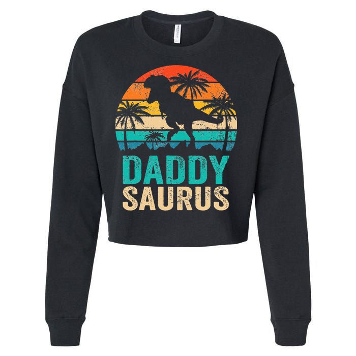 Daddysaurus T Rex Dinosaur Daddy Saurus Matching Family Cropped Pullover Crew