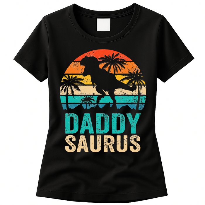 Daddysaurus T Rex Dinosaur Daddy Saurus Matching Family Womens T-Shirt