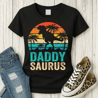 Daddysaurus T Rex Dinosaur Daddy Saurus Matching Family Womens T-Shirt