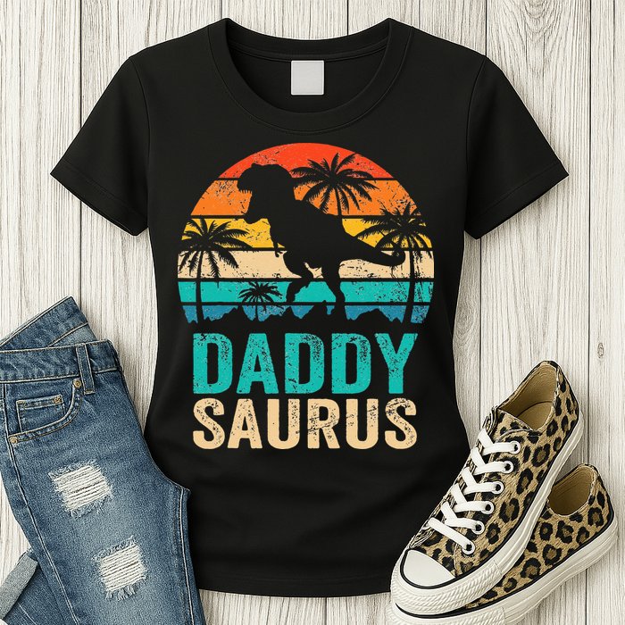 Daddysaurus T Rex Dinosaur Daddy Saurus Matching Family Womens T-Shirt