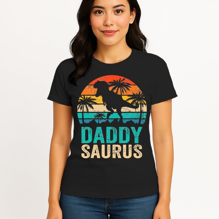 Daddysaurus T Rex Dinosaur Daddy Saurus Matching Family Womens T-Shirt