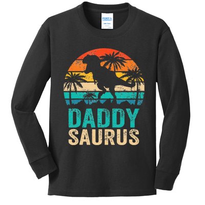 Daddysaurus T Rex Dinosaur Daddy Saurus Matching Family Kids Long Sleeve Shirt