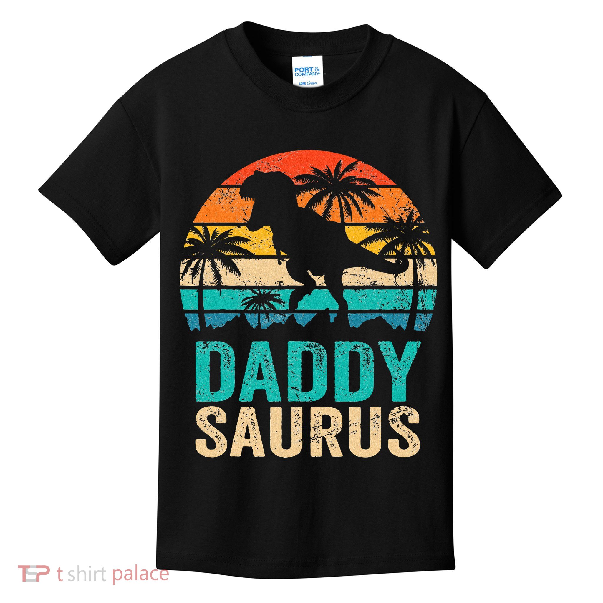 Daddysaurus T Rex Dinosaur Daddy Saurus Matching Family Kids T-Shirt