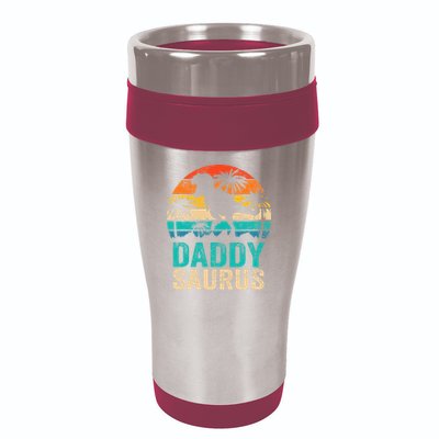 Daddysaurus T Rex Dinosaur Daddy Saurus Matching Family 16oz Travel Tumbler