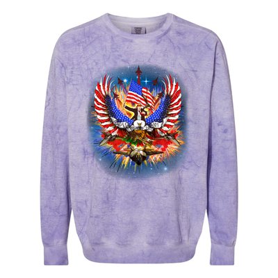 Donald Trump Riding Eagle Next Us President 2024 Epic Battle Gift Colorblast Crewneck Sweatshirt