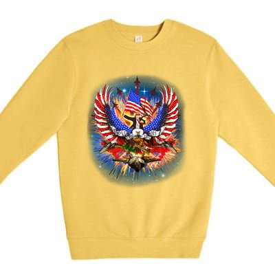 Donald Trump Riding Eagle Next Us President 2024 Epic Battle Gift Premium Crewneck Sweatshirt