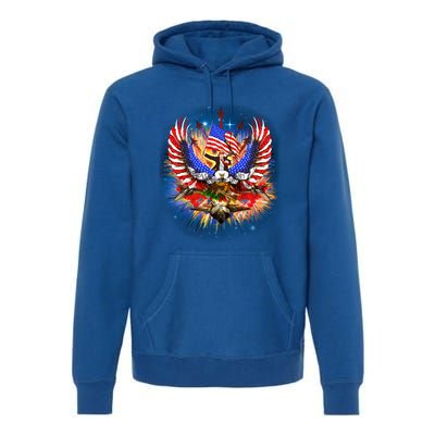 Donald Trump Riding Eagle Next Us President 2024 Epic Battle Gift Premium Hoodie