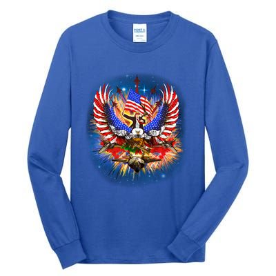 Donald Trump Riding Eagle Next Us President 2024 Epic Battle Gift Tall Long Sleeve T-Shirt