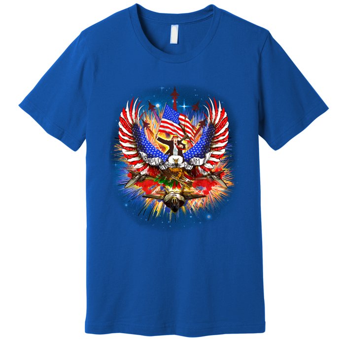 Donald Trump Riding Eagle Next Us President 2024 Epic Battle Gift Premium T-Shirt