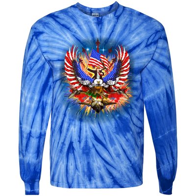 Donald Trump Riding Eagle Next Us President 2024 Epic Battle Gift Tie-Dye Long Sleeve Shirt