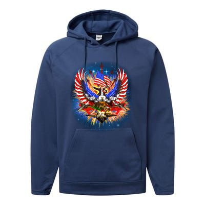 Donald Trump Riding Eagle Next Us President 2024 Epic Battle Gift Performance Fleece Hoodie