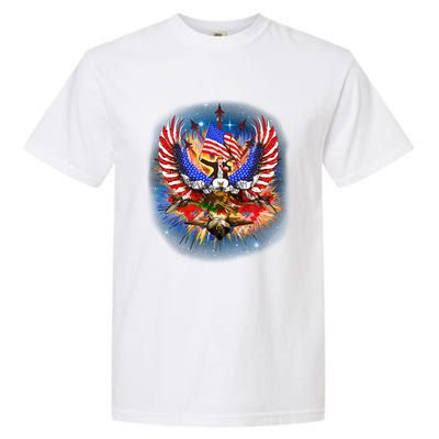 Donald Trump Riding Eagle Next Us President 2024 Epic Battle Gift Garment-Dyed Heavyweight T-Shirt