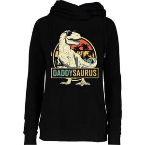 Daddysaurus T Rex Dinosaur Daddy Saurus Family Matching Womens Funnel Neck Pullover Hood