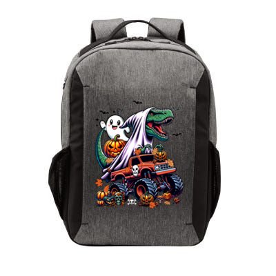 Dinosaur T Rex Ghost Riding Monster Trucks Pumpkin Halloween Vector Backpack