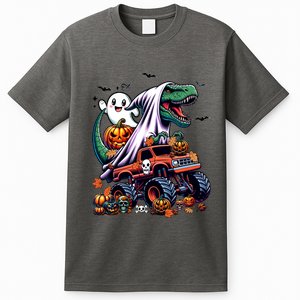 Dinosaur T Rex Ghost Riding Monster Trucks Pumpkin Halloween T-Shirt