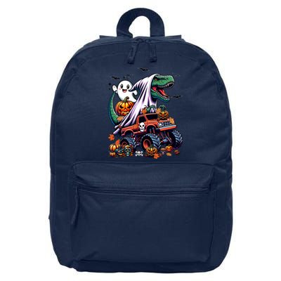 Dinosaur T Rex Ghost Riding Monster Trucks Pumpkin Halloween 16 in Basic Backpack