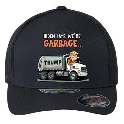 Donald Trump Rides In Truck Biden Says Were Garbage Flexfit Unipanel Trucker Cap