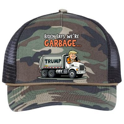 Donald Trump Rides In Truck Biden Says Were Garbage Retro Rope Trucker Hat Cap