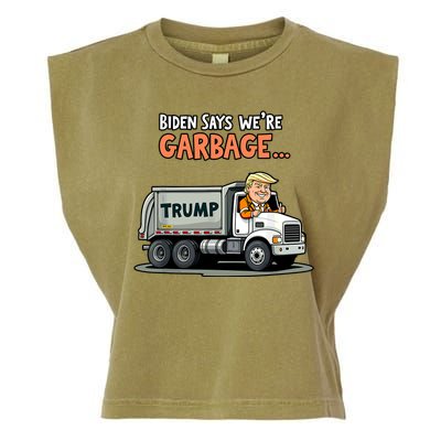 Donald Trump Rides In Truck Biden Says Were Garbage Garment-Dyed Women's Muscle Tee