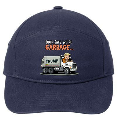 Donald Trump Rides In Truck Biden Says Were Garbage 7-Panel Snapback Hat