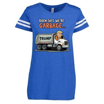 Donald Trump Rides In Truck Biden Says Were Garbage Enza Ladies Jersey Football T-Shirt