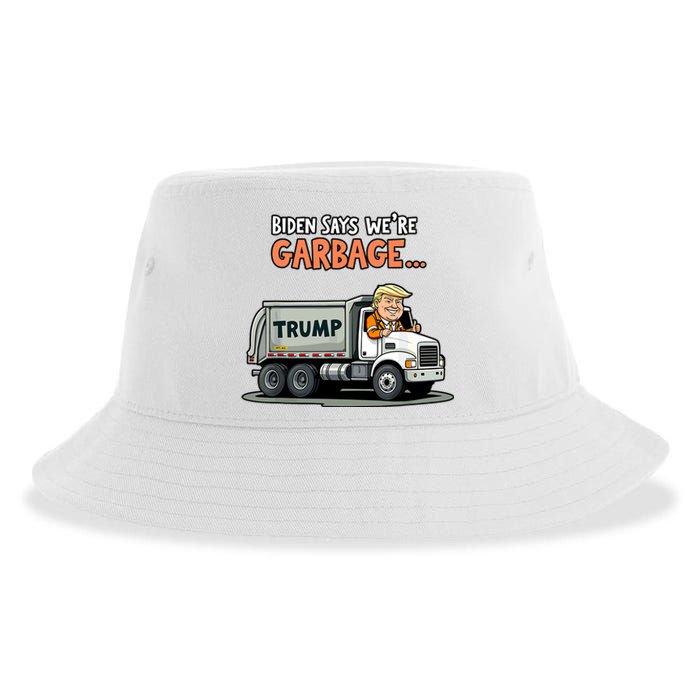 Donald Trump Rides In Truck Biden Says Were Garbage Sustainable Bucket Hat