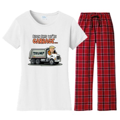 Donald Trump Rides In Truck Biden Says Were Garbage Women's Flannel Pajama Set