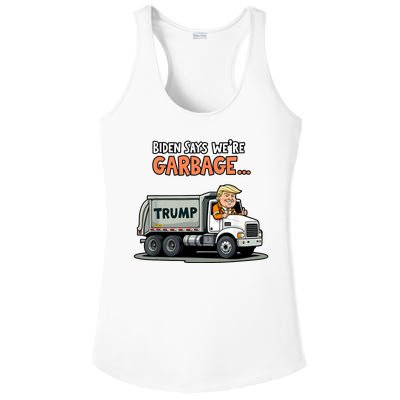 Donald Trump Rides In Truck Biden Says Were Garbage Ladies PosiCharge Competitor Racerback Tank