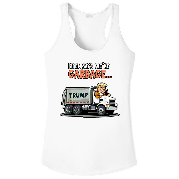 Donald Trump Rides In Truck Biden Says Were Garbage Ladies PosiCharge Competitor Racerback Tank