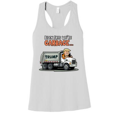 Donald Trump Rides In Truck Biden Says Were Garbage Women's Racerback Tank