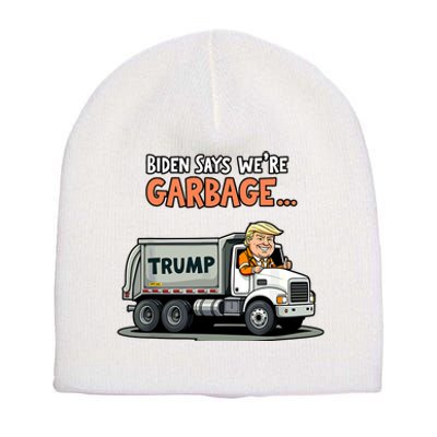 Donald Trump Rides In Truck Biden Says Were Garbage Short Acrylic Beanie