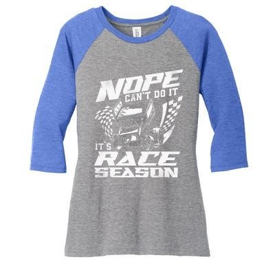 Dirt Track Racing Race Sprint Car Women's Tri-Blend 3/4-Sleeve Raglan Shirt