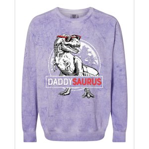 Daddysaurus T Rex Dinosaur Daddy Saurus Family Matching Colorblast Crewneck Sweatshirt