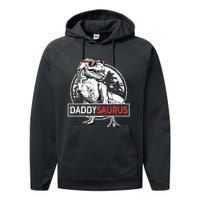 Daddysaurus T Rex Dinosaur Daddy Saurus Family Matching Performance Fleece Hoodie