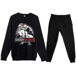 Daddysaurus T Rex Dinosaur Daddy Saurus Family Matching Premium Crewneck Sweatsuit Set