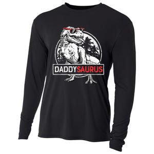 Daddysaurus T Rex Dinosaur Daddy Saurus Family Matching Cooling Performance Long Sleeve Crew