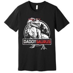 Daddysaurus T Rex Dinosaur Daddy Saurus Family Matching Premium T-Shirt